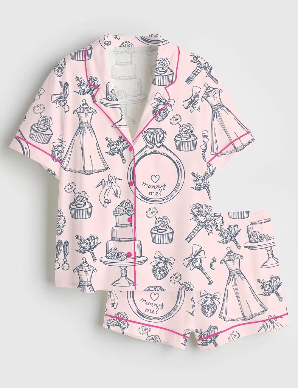 Luxury Bride to Be Satin Pajamas, Chic Wedding Short Sleeve Pjs for Women, Silky Bridal Party Sleepwear, Future Mrs Gift