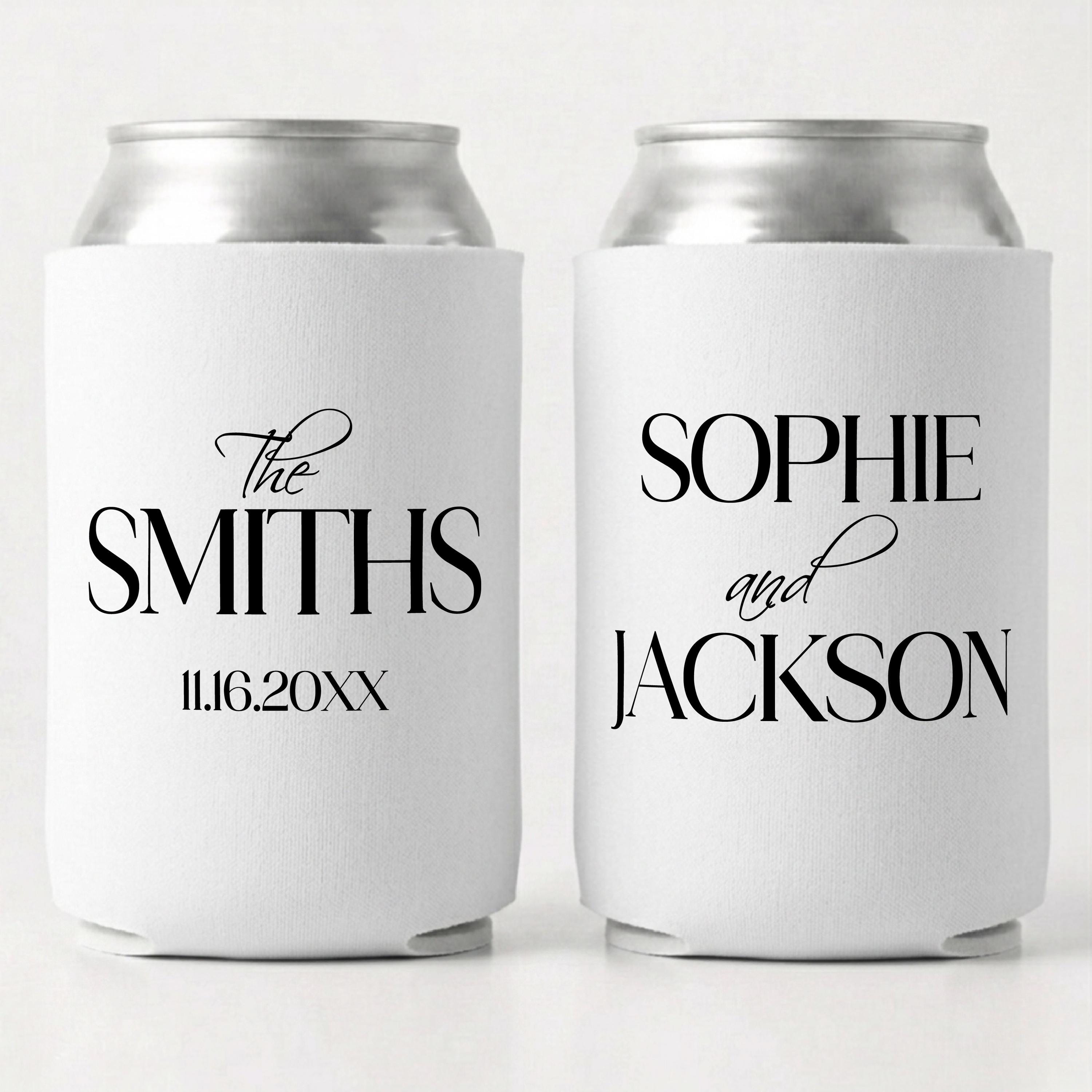 Custom Wedding Can Coolers Personalized Wedding Favors for Guests Beer Can Holder Wedding Reception Drink Sleeves