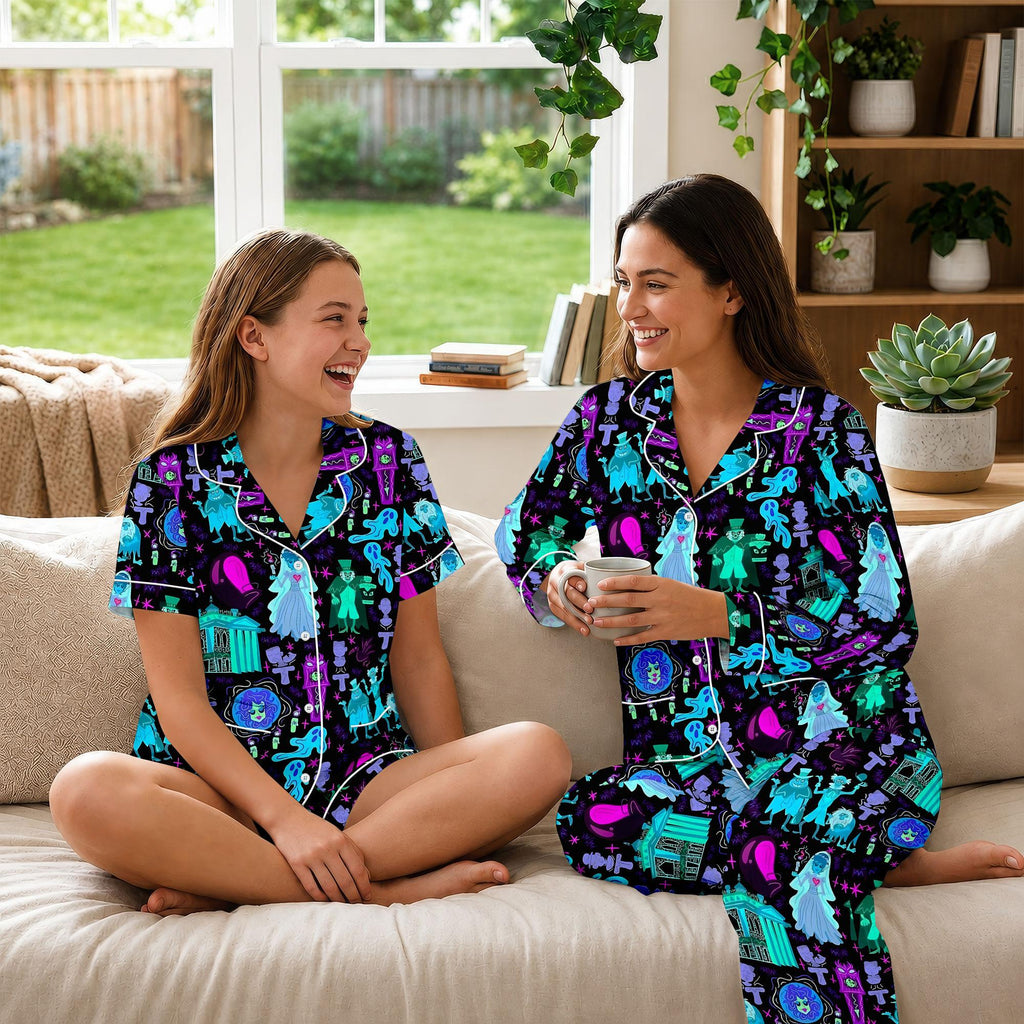 Haunted Mansion Matching Pajamas, Hitchhiking Ghosts Short Pajama, Halloween Ghosts Sleepwear, Spooky Disney Wear, Disney Trip