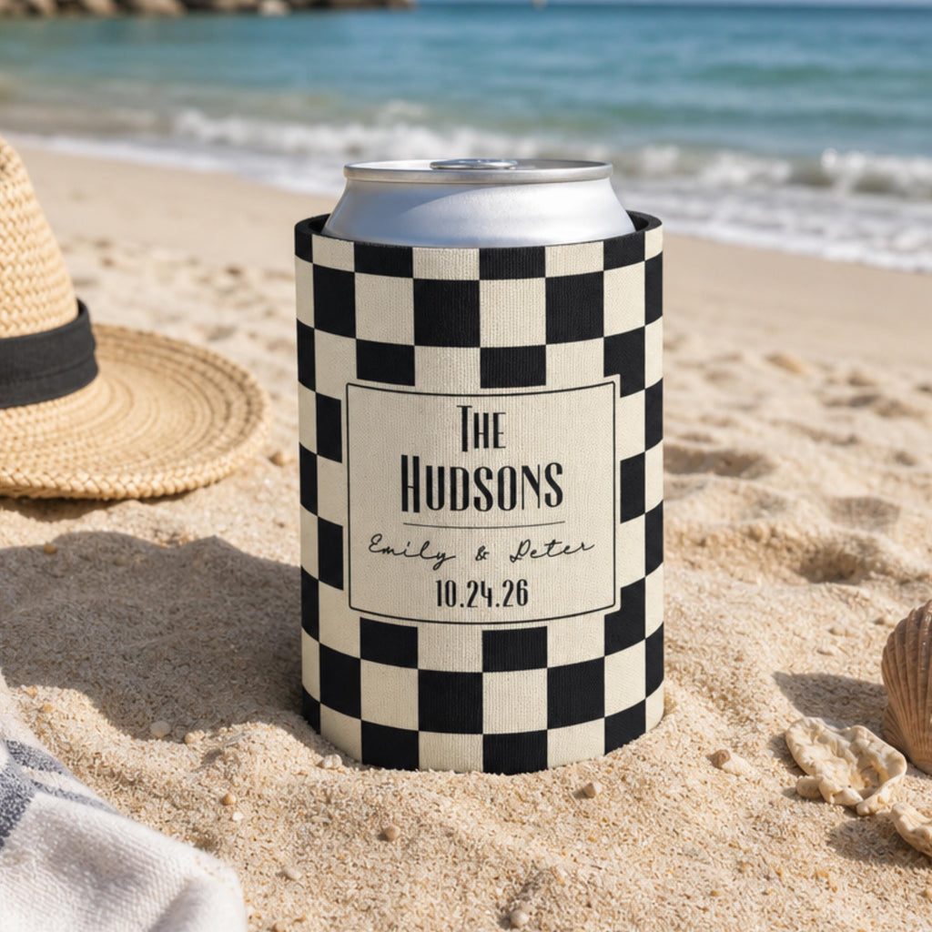 Personalized Wedding Can Coolers, Custom Monogrammed Can Coolers, Custom Can Coolers, Custom Wedding Favors, Party Favors (CZ544)