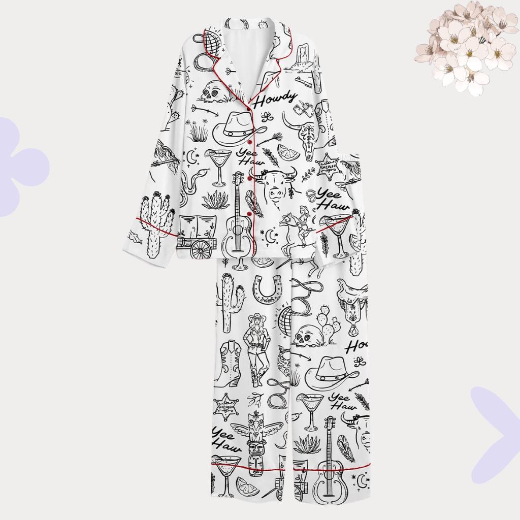 Western Pajama Set – Cowgirl pjs – Nashville Bachelorette PJ, Bridal Party Gift, Girls Trip Sleepwear