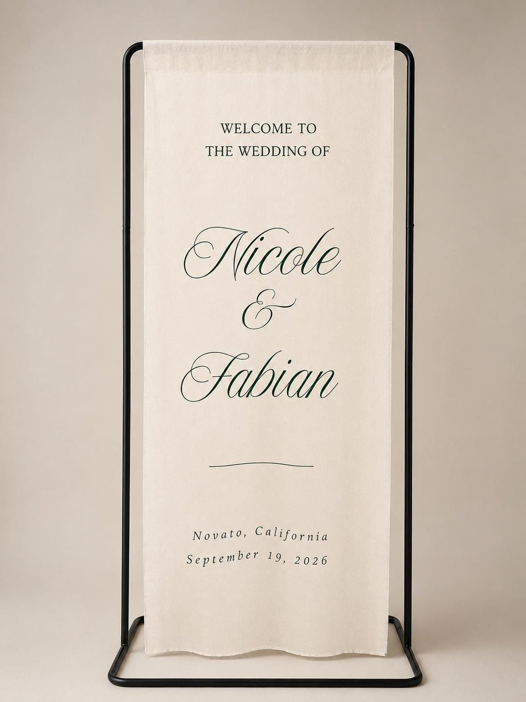 Linen Wedding Welcome Sign | Custom Fabric Banner
