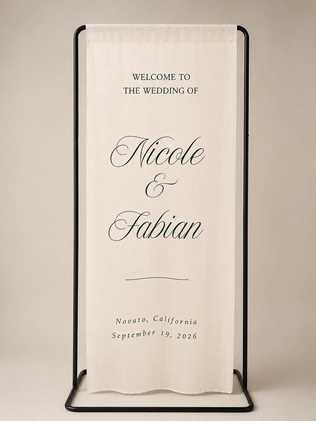 Linen Wedding Welcome Sign | Custom Fabric Banner