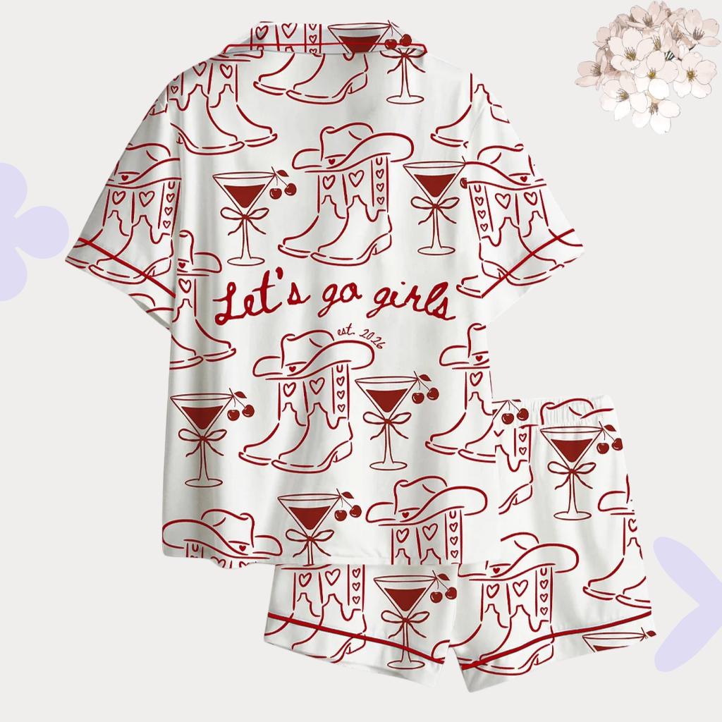 Western Cowgirl - Let's Go Girls Pajamas – Cowgirl Boot Martini pjs– Nashville Bachelorette Party Gift
