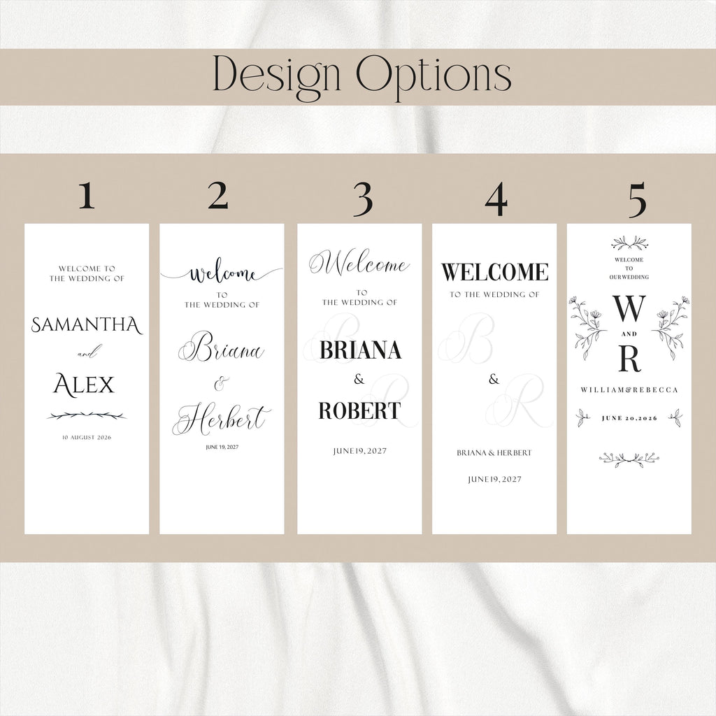 Personalized Fabric Wedding Welcome Sign, Custom Names Date Banner, Elegant Ceremony Decor