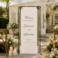 Personalized Fabric Wedding Welcome Sign, Custom Linen Wedding Banner, Modern Ceremony Entrance Decor, Wedding Name Date Sign