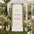 Personalized Linen Wedding Banner, Custom Fabric Welcome Sign, Modern Wedding Ceremony Decor, Elegant Reception Entrance Sign, Name Date