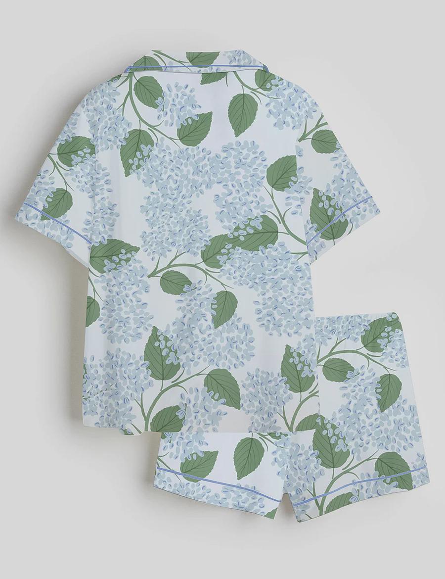 Hydrangea Pajamas Set - Hydrangea Loungewear - Birthday Gift for Her - Bridal Party, Floral Pjs