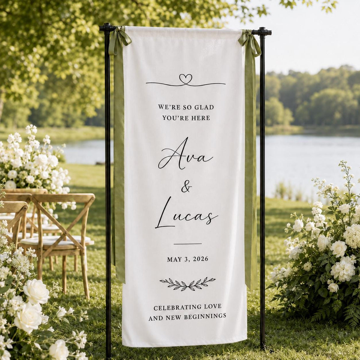 Custom Fabric Wedding Welcome Sign, Modern Linen Wedding Sign, Wedding Banner, Personalised Wedding Decor, Engagement Party Sign, Reception