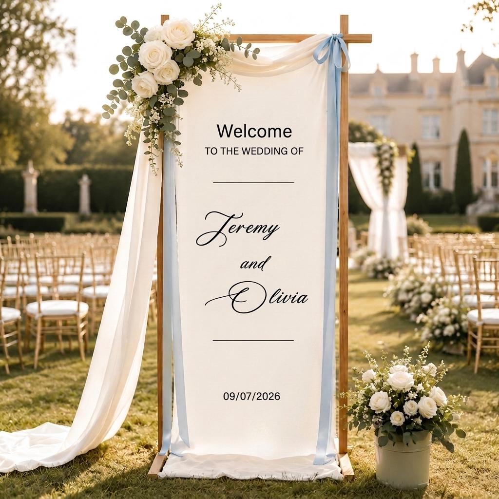 Personalized Wedding Welcome Sign Rustic Wedding Backdrop Banner Bridal Shower Decor Custom Wedding Banner Ceremony Decor