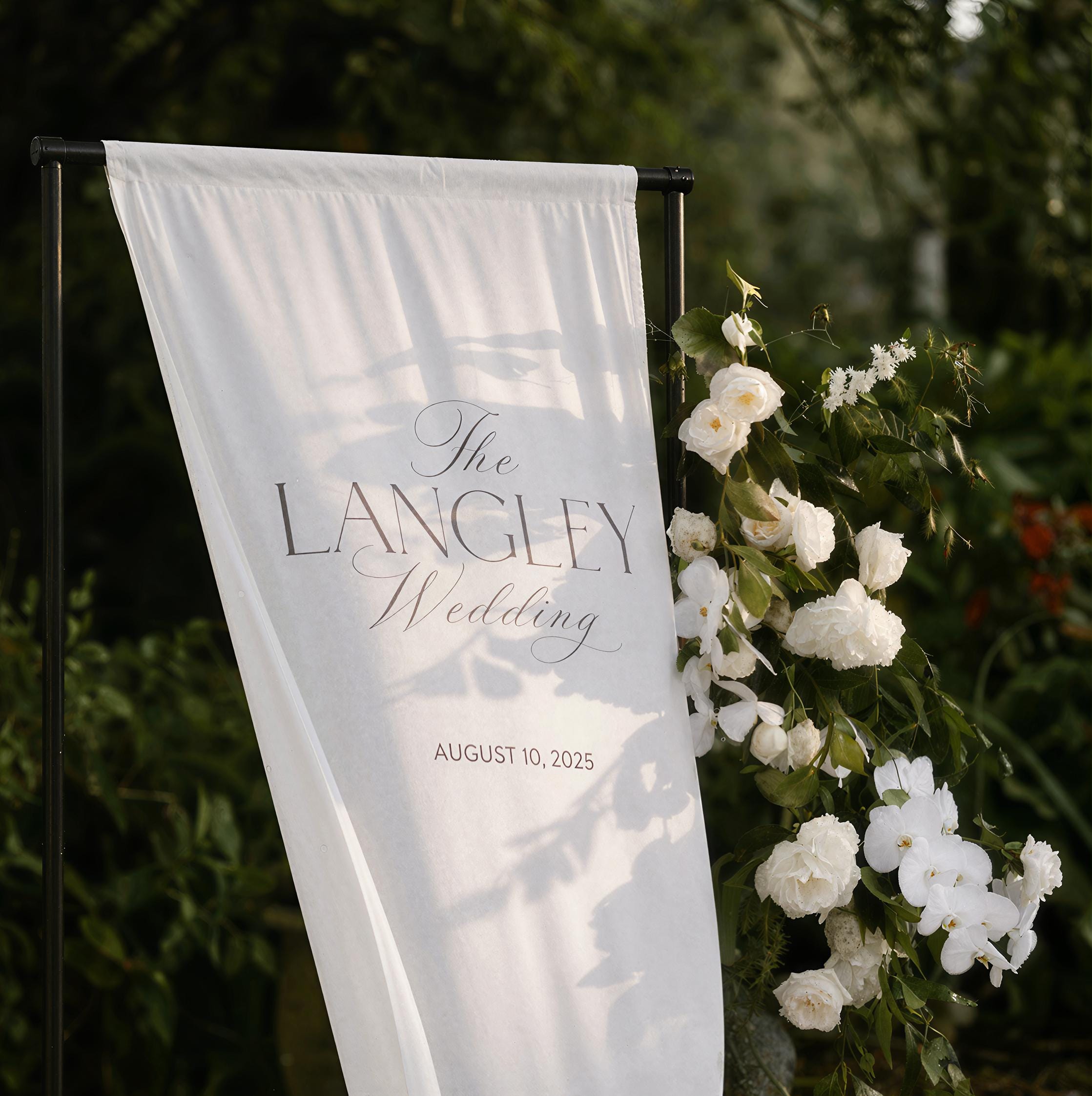 Fabric Wedding Sign - Personalized Wedding Banner - Modern Engagement Party Decor - Fabric Welcome Sign - Custom Linen Banner