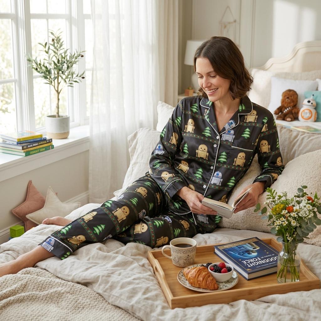 Disney Star Wars Christmas Satin Pajamas Set, C-3PO and R2-D2 Star Wars Pajamas, Star Wars Galaxy's Edge Pajamas, Family Matching Pajamas