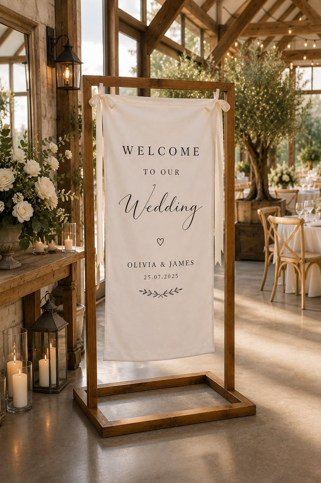 Wooden Wedding Sign Stand | Rustic Event Welcome Banner Display