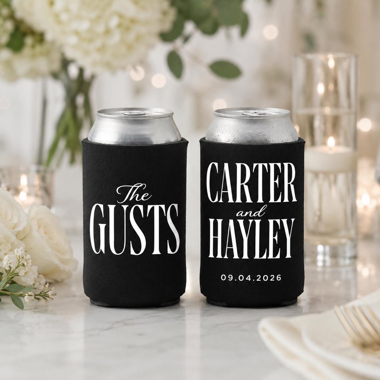 Custom Wedding Can Coolers Personalized Wedding Favor Beverage Holder Reception Drink Sleeve Bridal Shower Party Gift