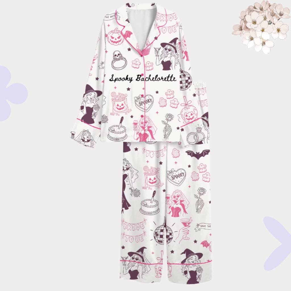 Halloween Bride Pajamas – Spooky Bride To Be Pj Set – Horror Bachelorette Party Sleepwear