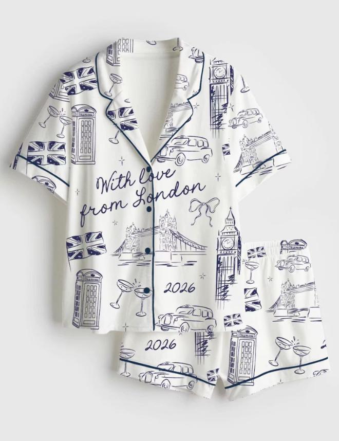 With Love From London Pjs - Bridal Sleepwear, Vintage British Pyjamas - London Girls Trip