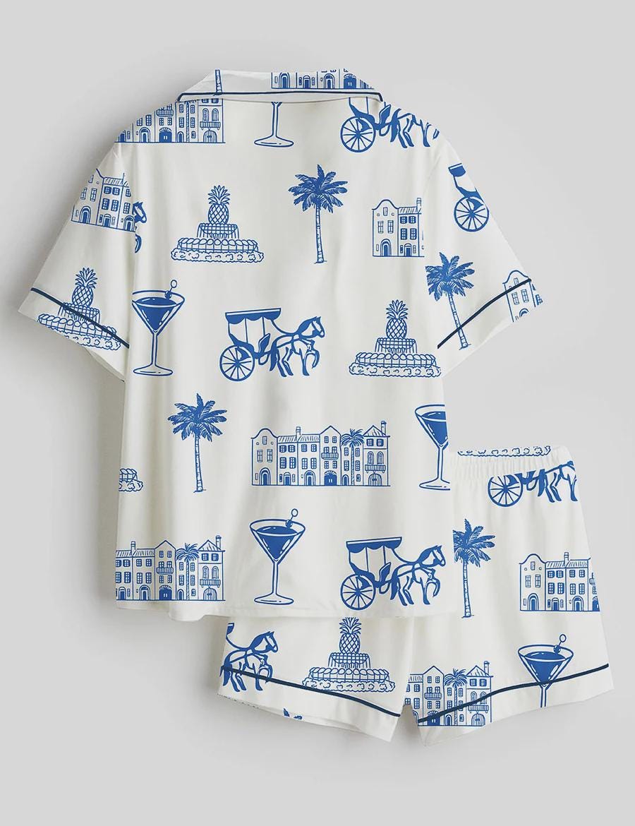 Coastal Cowgirl Pajamas - Martini Print Sleepwear PJ Set - Girls Trip Birthday Gift For Her