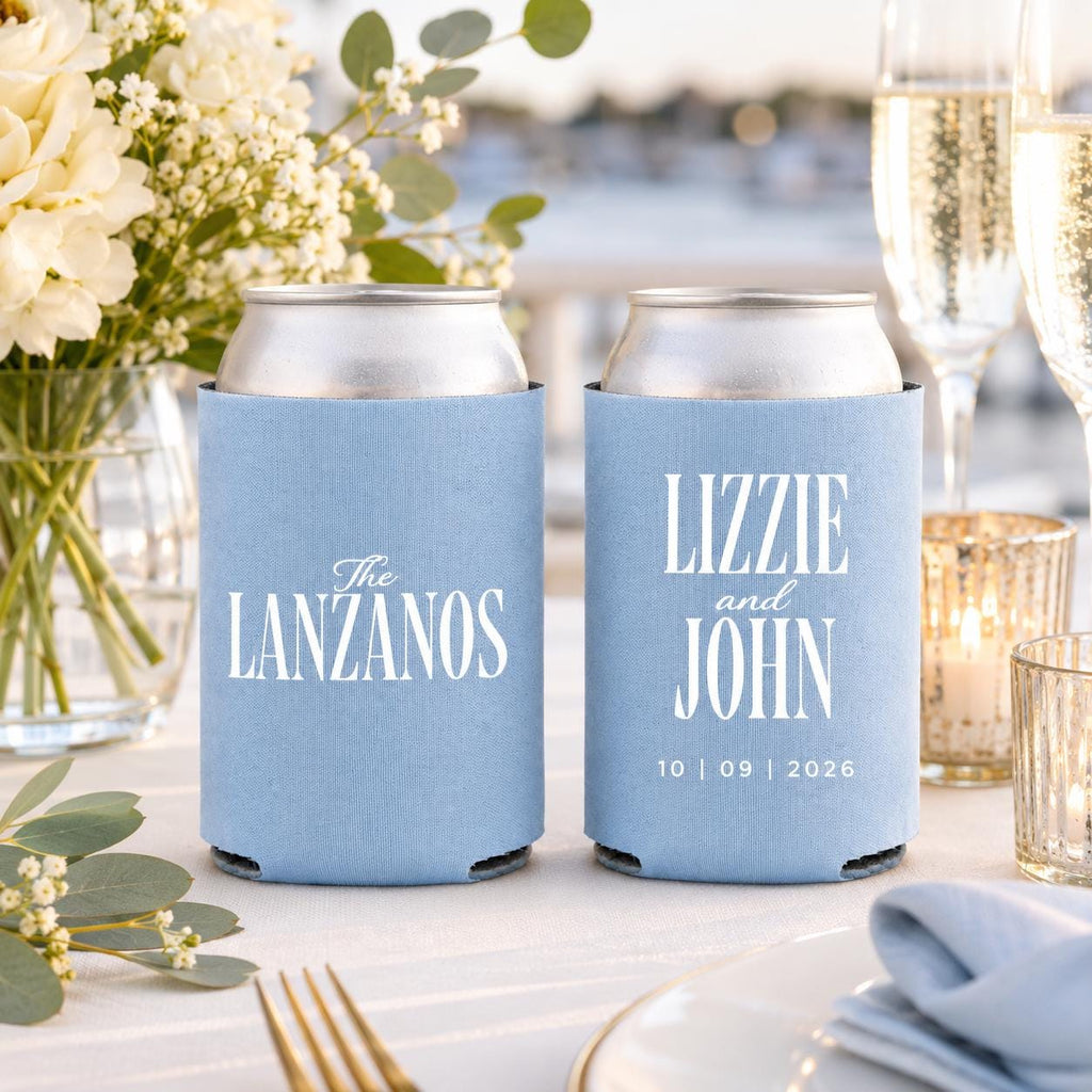 Custom Wedding Can Coolers Personalized Wedding Favor Beverage Holder Reception Drink Sleeve Bridal Shower Party Gift