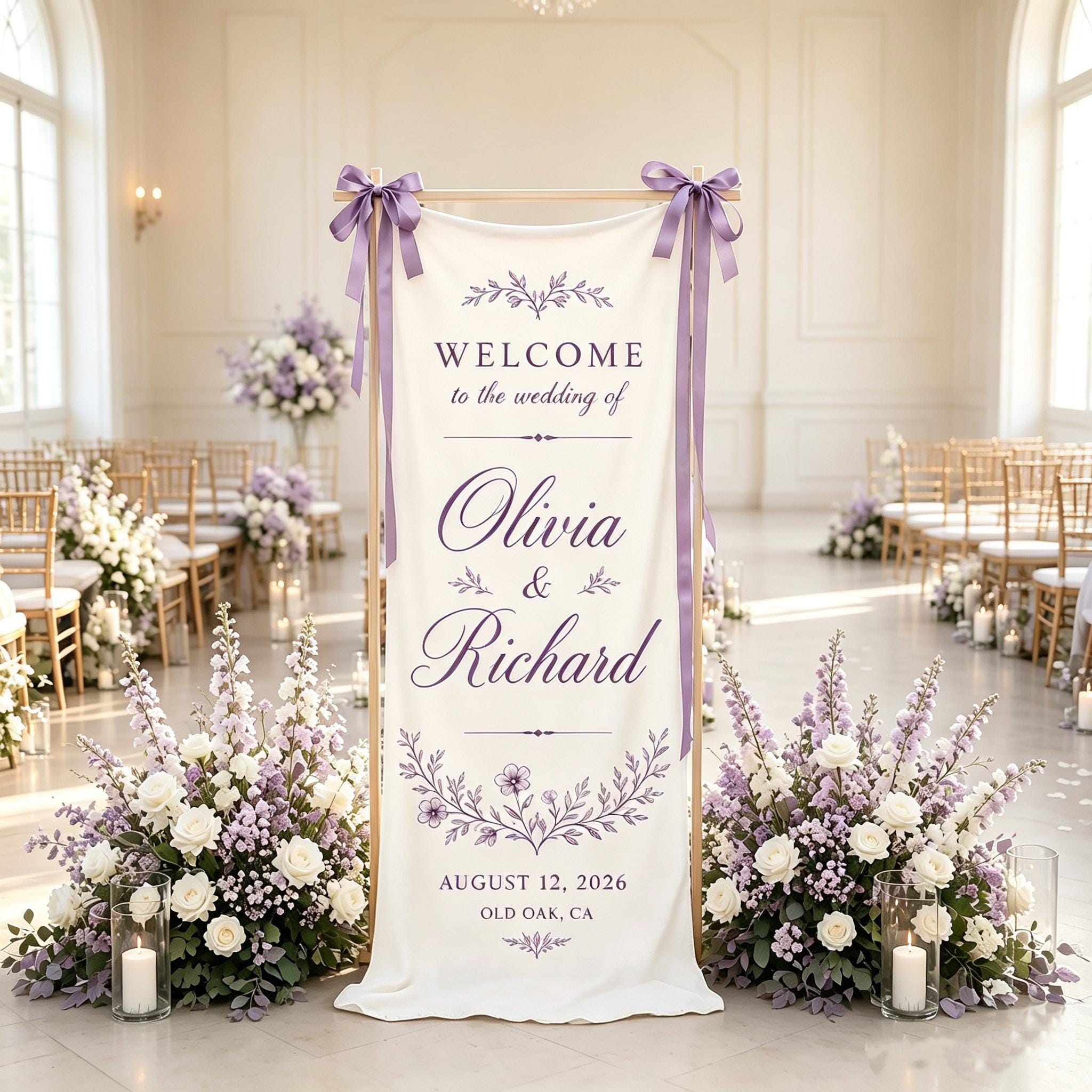 Personalized Wedding Welcome Sign, Cotton Linen Ceremony Banner, Custom Bride Groom Wedding Tapestry, Wedding Reception Decor