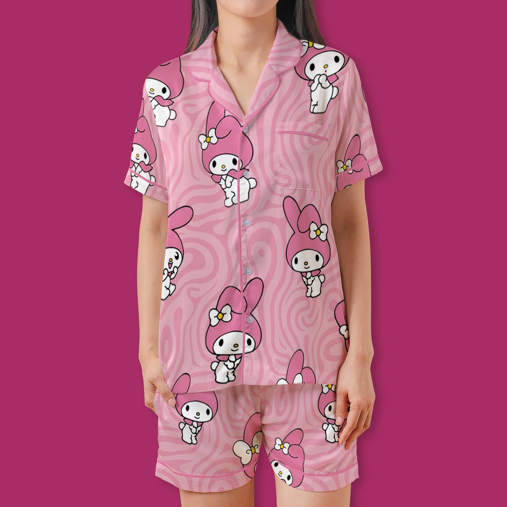 Cute Pink Bunny Pajamas Set, Kawaii Rabbit Sleepwear For Family, Pastel Pink Swirl Pajamas, Sweet Slumber Party Gifts For Her