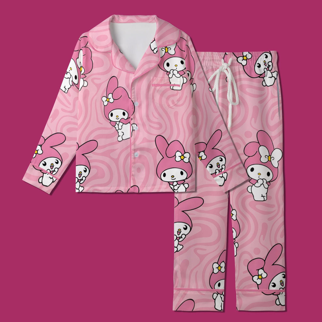 Cute Pink Bunny Pajamas Set, Kawaii Rabbit Sleepwear For Family, Pastel Pink Swirl Pajamas, Sweet Slumber Party Gifts For Her
