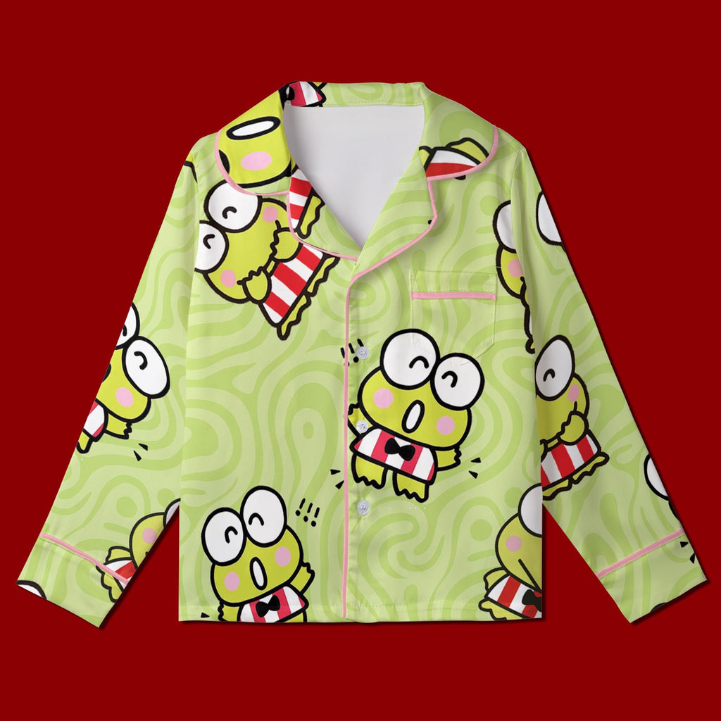 Cute Green Frog Pajamas Set, Kawaii Animal Sleepwear For Family, Pastel Green Swirl Pajamas, Sweet Slumber Party Gifts, Frog Shirt Dress