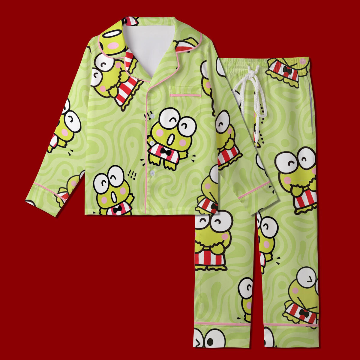 Cute Green Frog Pajamas Set, Kawaii Animal Sleepwear For Family, Pastel Green Swirl Pajamas, Sweet Slumber Party Gifts, Frog Shirt Dress