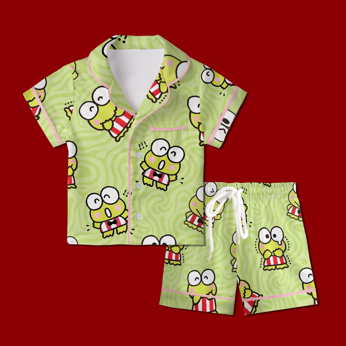 Cute Green Frog Pajamas Set, Kawaii Animal Sleepwear For Family, Pastel Green Swirl Pajamas, Sweet Slumber Party Gifts, Frog Shirt Dress