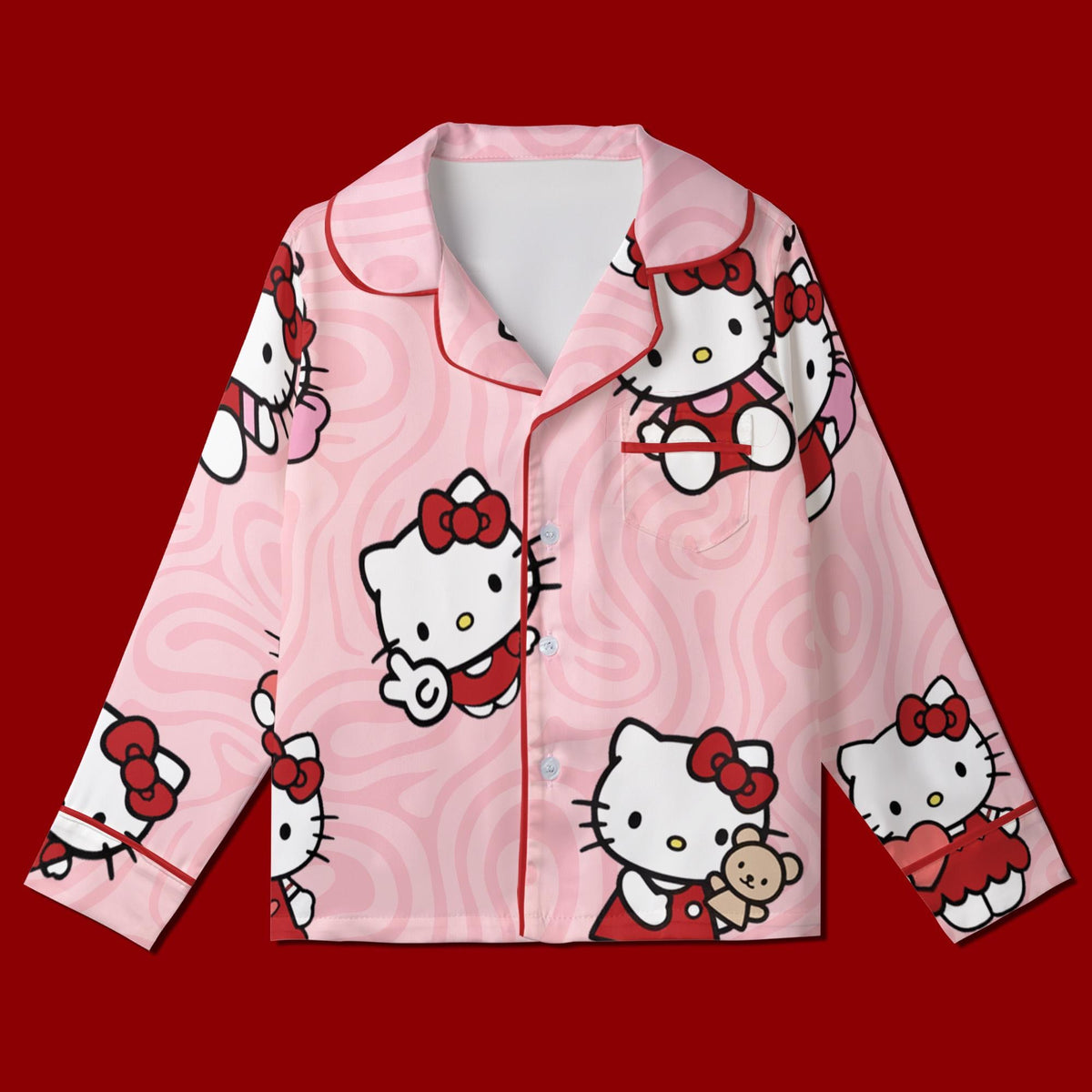 Cute White Cat Pajamas, Matching Family Sleepwear, Pink Lounge Set, Birthday Gift, Girls Weekend Sleepwear, Slumber Party Gifts