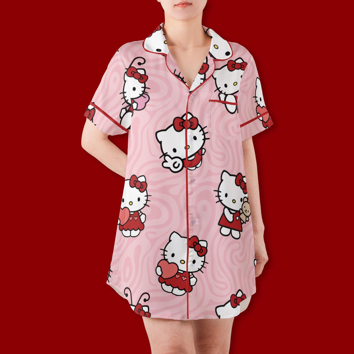 Cute White Cat Pajamas, Matching Family Sleepwear, Pink Lounge Set, Birthday Gift, Girls Weekend Sleepwear, Slumber Party Gifts