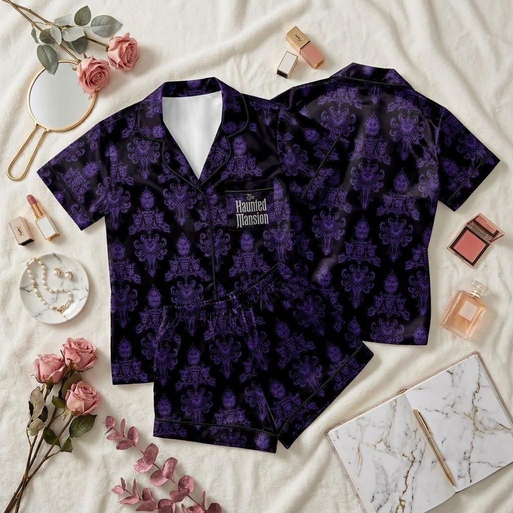 Bring Disney The Haunted Mansion Home, Haunted Mansion Pajama Set, Ghost Host Sleepwear, Disney Halloween Button Pajamas