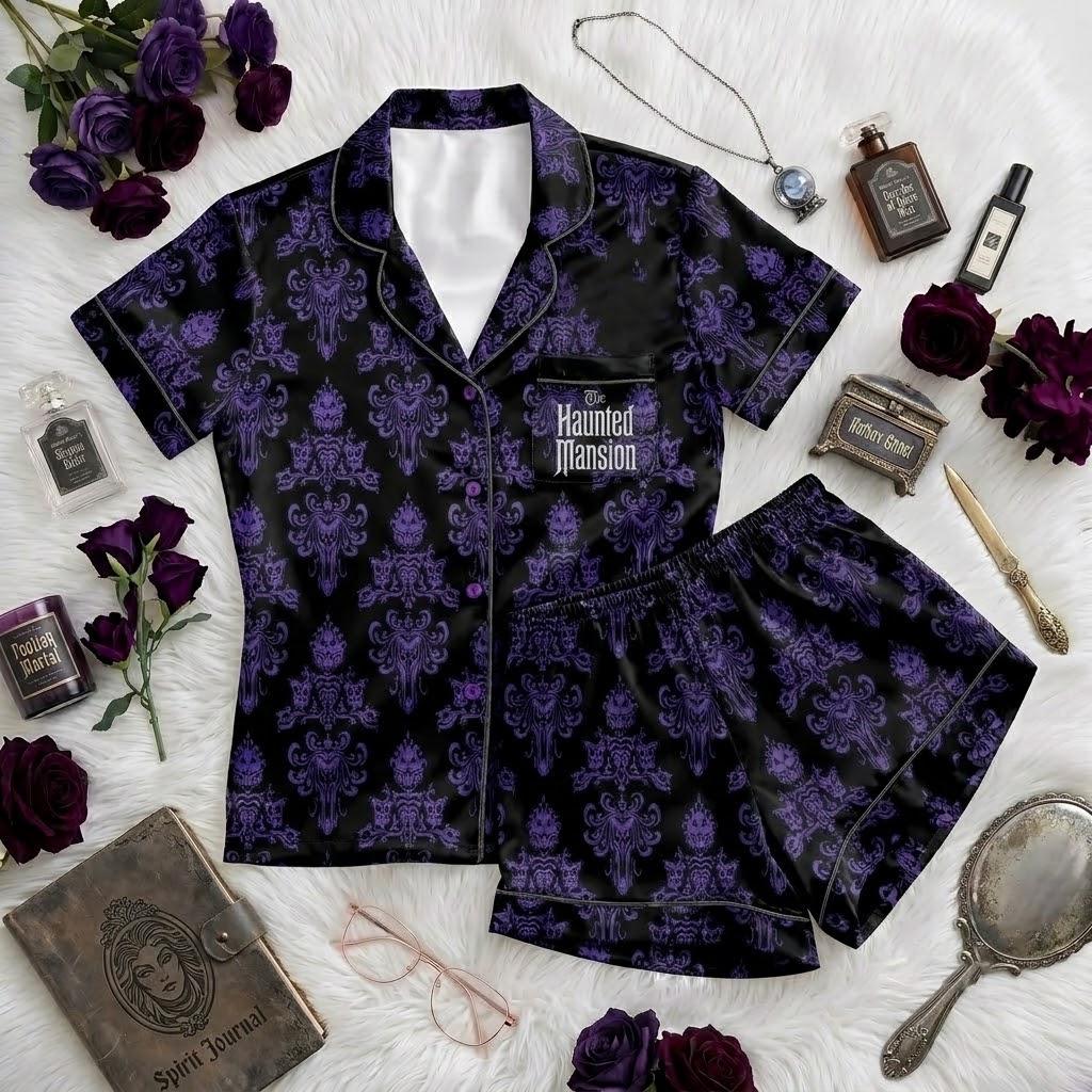 Bring Disney The Haunted Mansion Home, Haunted Mansion Pajama Set, Ghost Host Sleepwear, Disney Halloween Button Pajamas