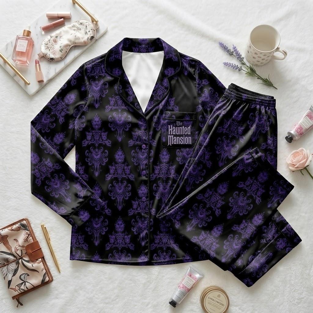 Bring Disney The Haunted Mansion Home, Haunted Mansion Pajama Set, Ghost Host Sleepwear, Disney Halloween Button Pajamas