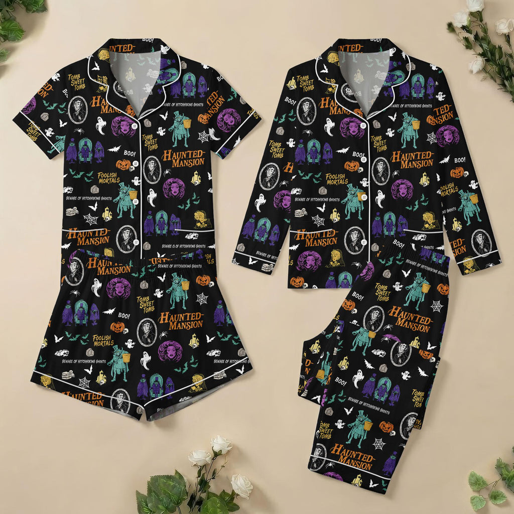 Haunted Mansion Pajamas, Spooky Theme Park Ride Sleepwear, Ghost Ride PJs, Cozy Loungewear, Halloween Movie Shorts Pjs, Gift For Her