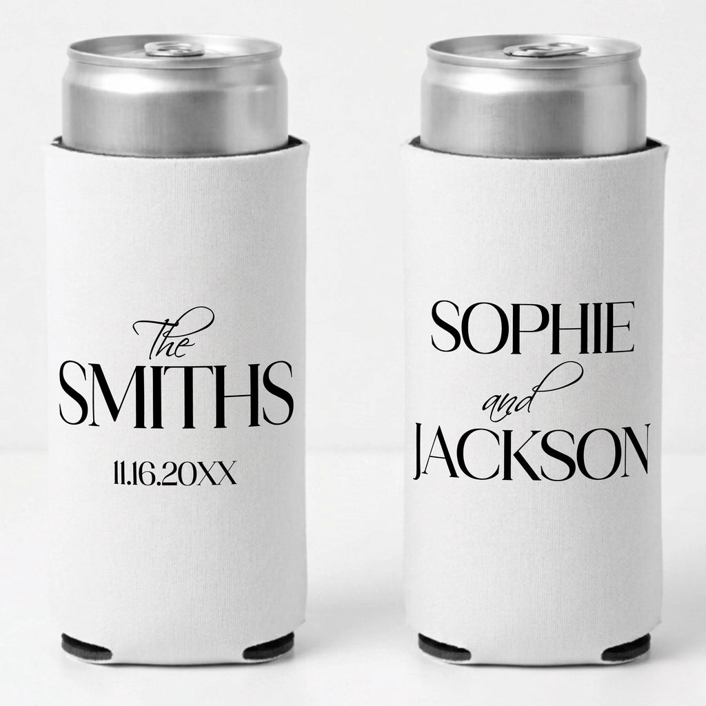 Custom Wedding Slim Can Coolers Personalized Wedding Favors for Skinny Cans Hard Seltzer Wedding Guest Gifts