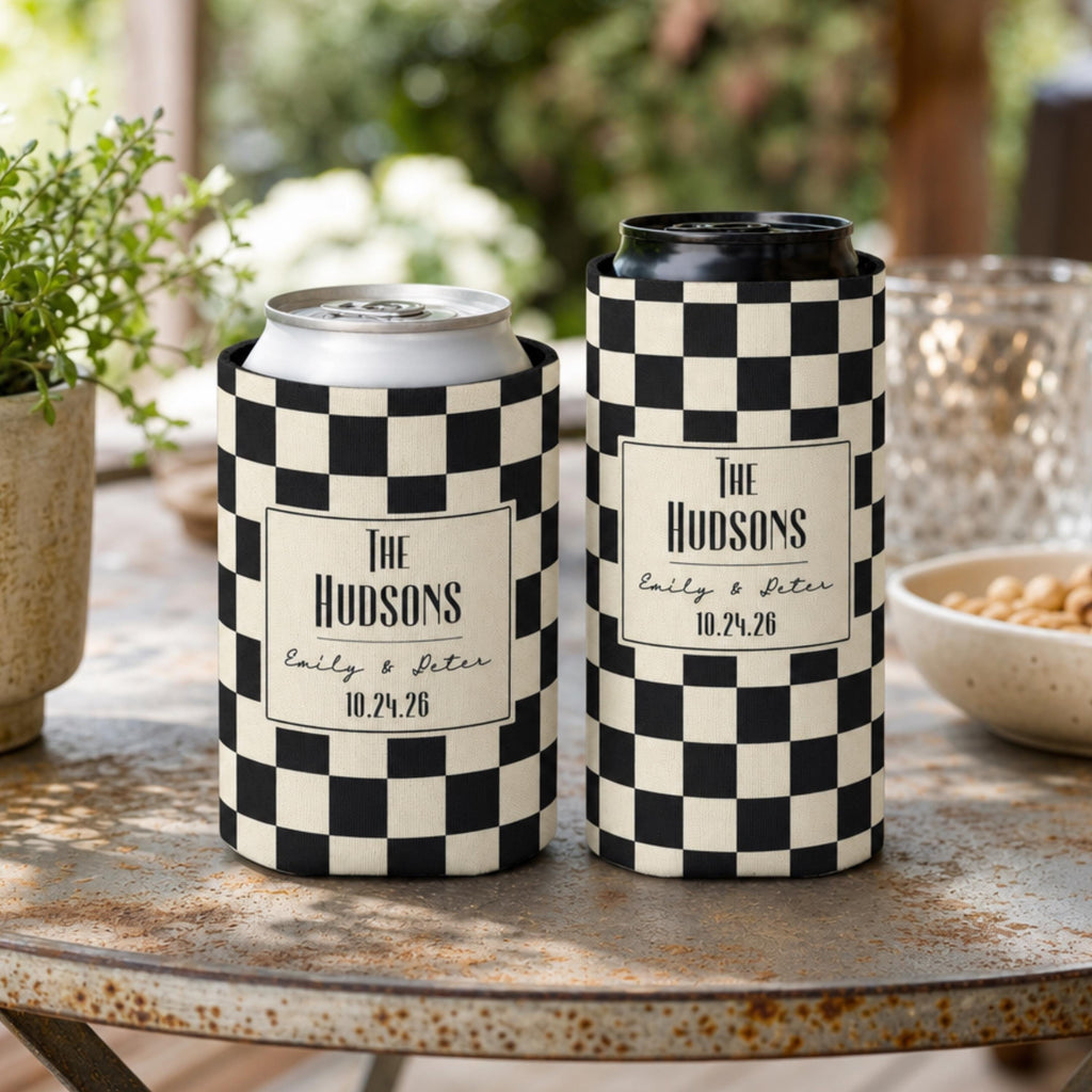 Personalized Wedding Can Coolers, Custom Monogrammed Can Coolers, Custom Can Coolers, Custom Wedding Favors, Party Favors (CZ544)