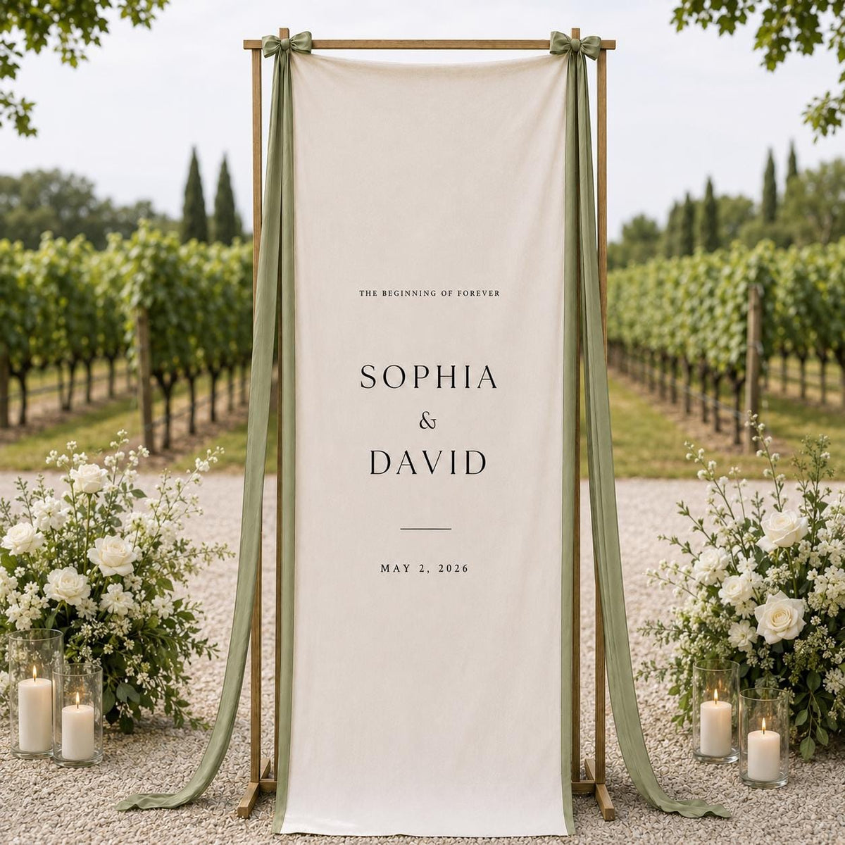 Personalized Wedding Welcome Sign Banner, Custom Linen Wedding Banner, Elegant Fabric Wedding Sign, Ceremony Reception Backdrop Decor