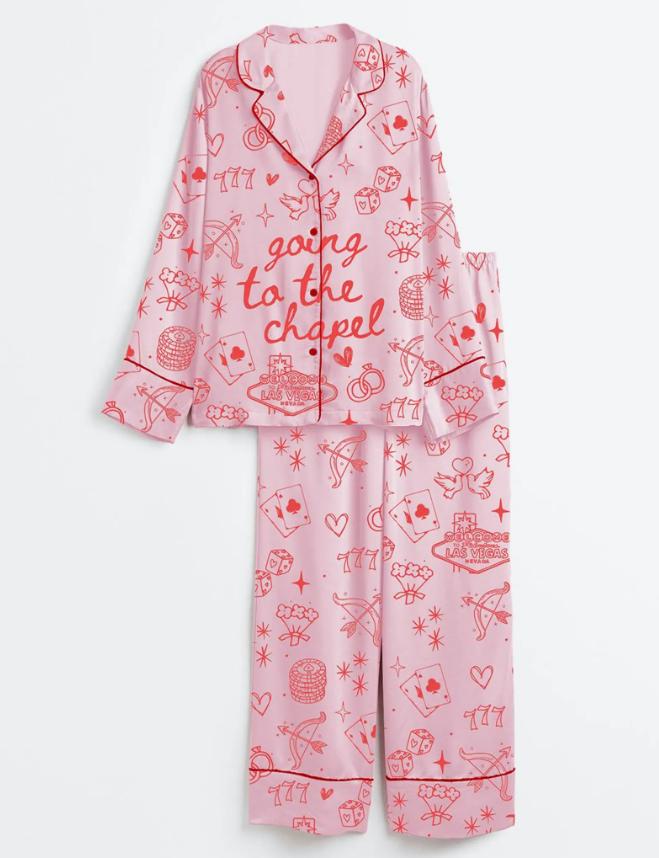 Vegas Bachelorette Pajama Set - Going To The Chapel Bridal Pajamas - Getting Ready Outfit For Bride