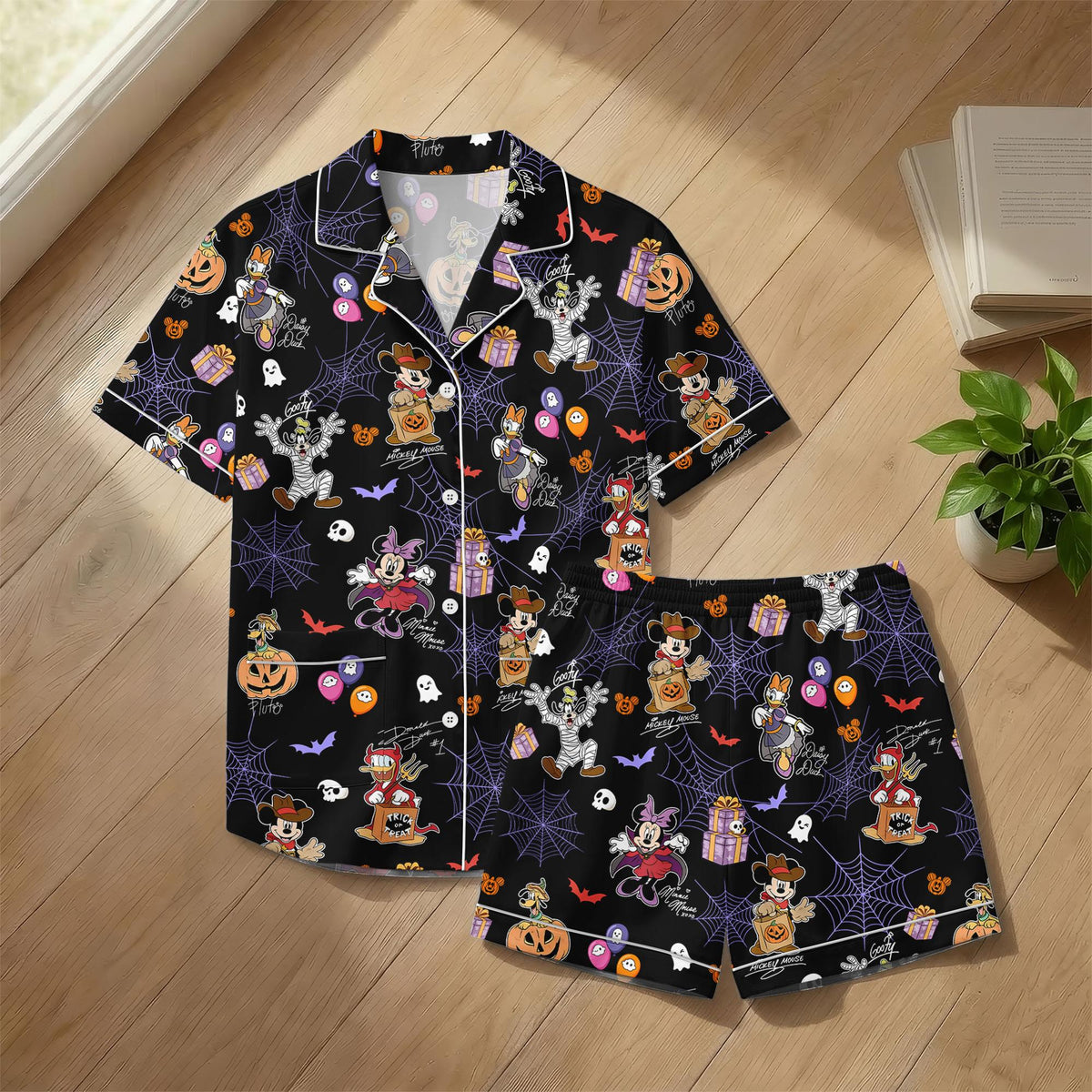 Mickey Mouse Halloween Pajamas, Disney Halloween Pajama Shorts, Disney Character Sleepwear, Spooky Disney PJs, Fall Lounge Wear