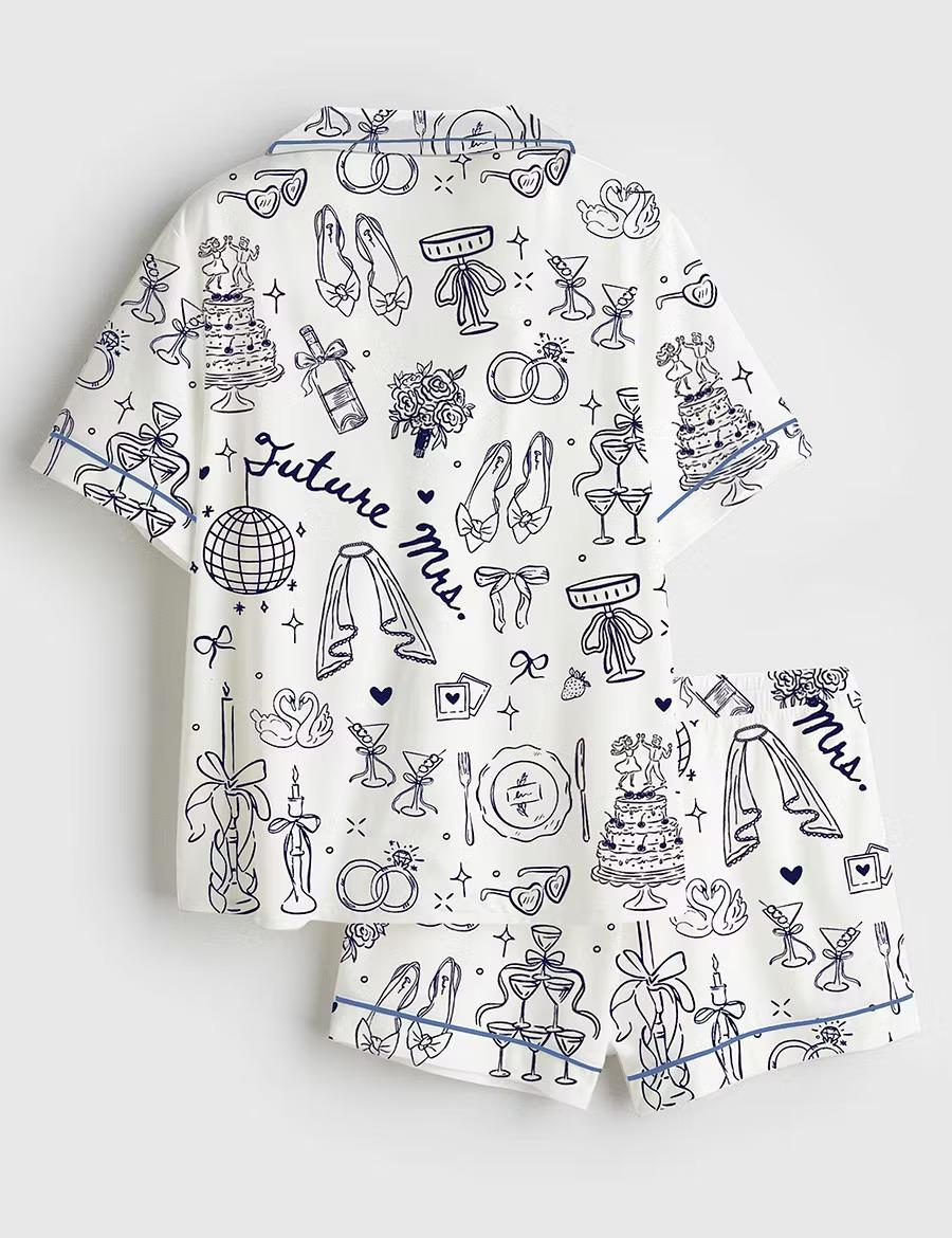 In My Engaged Era Pajamas, Future Mrs Bride To Be Short Sleeve Satin Pjs, Bridal Party Wedding Sleepwear, Silky Bachelorette Lounge Gift