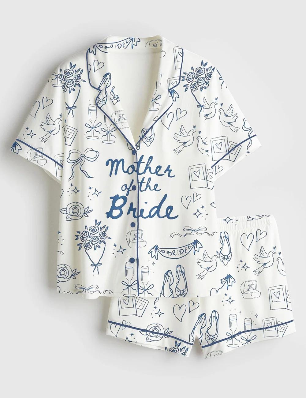 Mother Of The Bride 2026 Pajamas, Going To The Chapel Short Sleeve Satin Pjs, Bridal Party Wedding Sleepwear, Silky Mom Getting Ready Gift