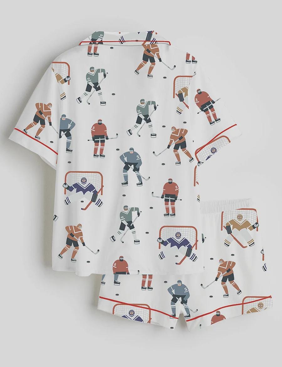 Hockey Mom Pajama Set – Ice Hockey Loungewear, Bridal Party Sleepwear