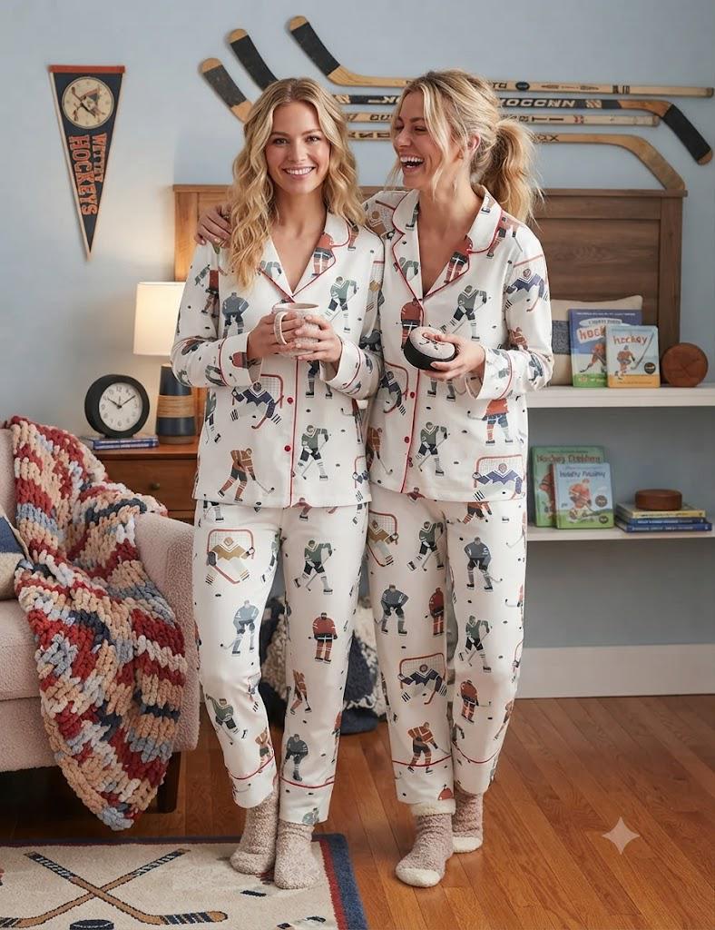 Hockey Mom Pajama Set – Ice Hockey Loungewear, Bridal Party Sleepwear