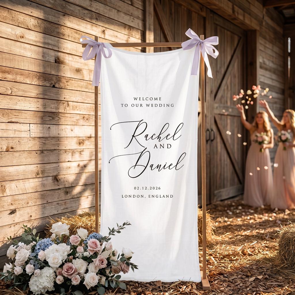 Fabric Wedding Welcome Sign Modern Wedding Welcome Sign Fabric Linen Custom Wedding ceremony Boho Wedding Welcome Sign Ceremony Sign