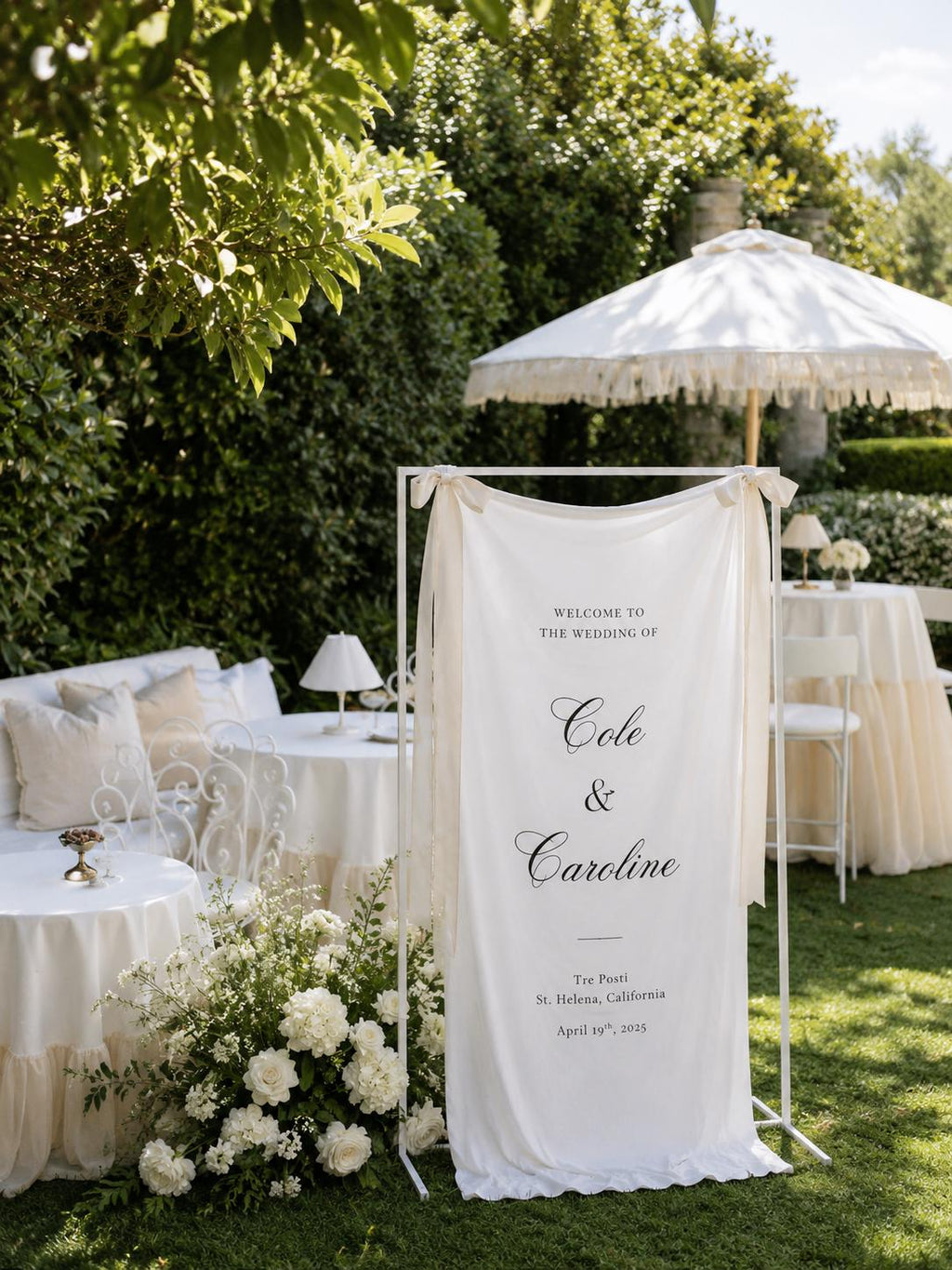 Custom Linen Wedding Welcome Sign Personalized Fabric Banner Boho Wedding Decor Engagement Party Sign Bridal Shower Baby Shower Party