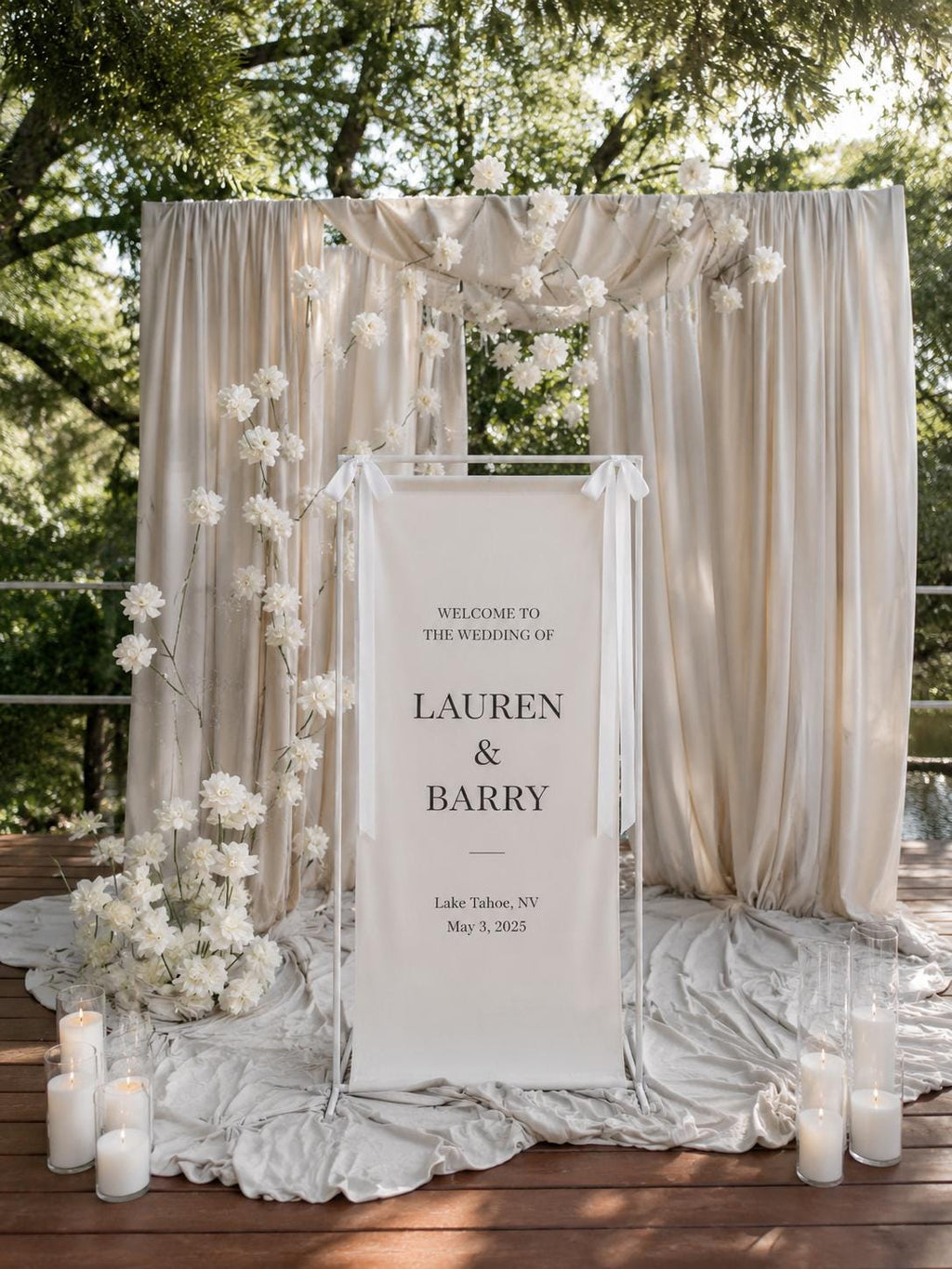 Custom Linen Wedding Welcome Sign Personalized Fabric Banner Boho Wedding Decor Engagement Party Sign Bridal Shower Baby Shower Party