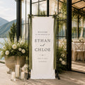 Personalized Linen Wedding Welcome Sign, Custom Fabric Wedding Banner, Modern Wedding Ceremony Sign, Elegant Name Date Reception Decor