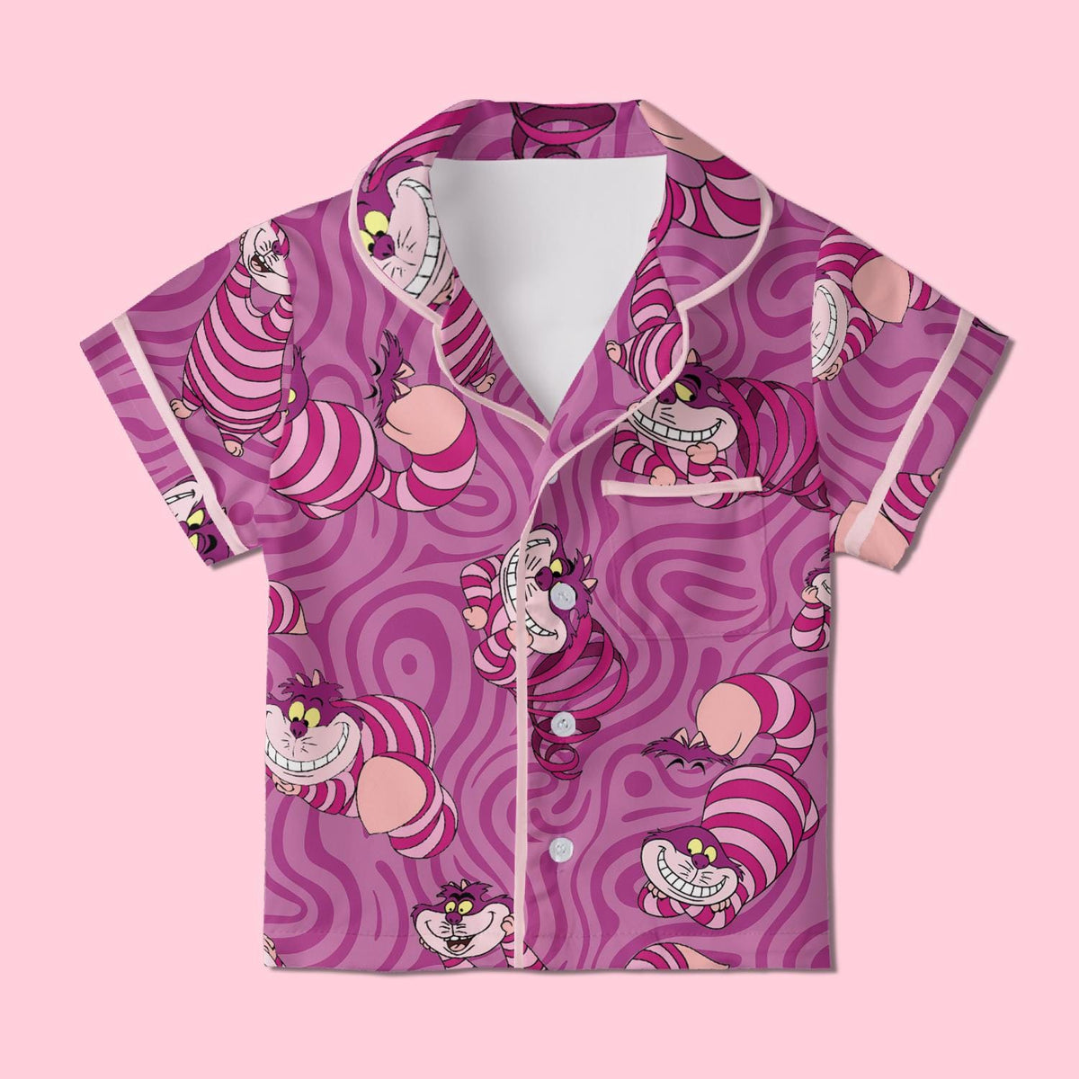 Cheshire Cat Pajamas Satin, Alice Wonderland Pajamas, Mystery Fantasy Lounge Satin, Cute Kids Gift, Girls Weekend Sleepwear