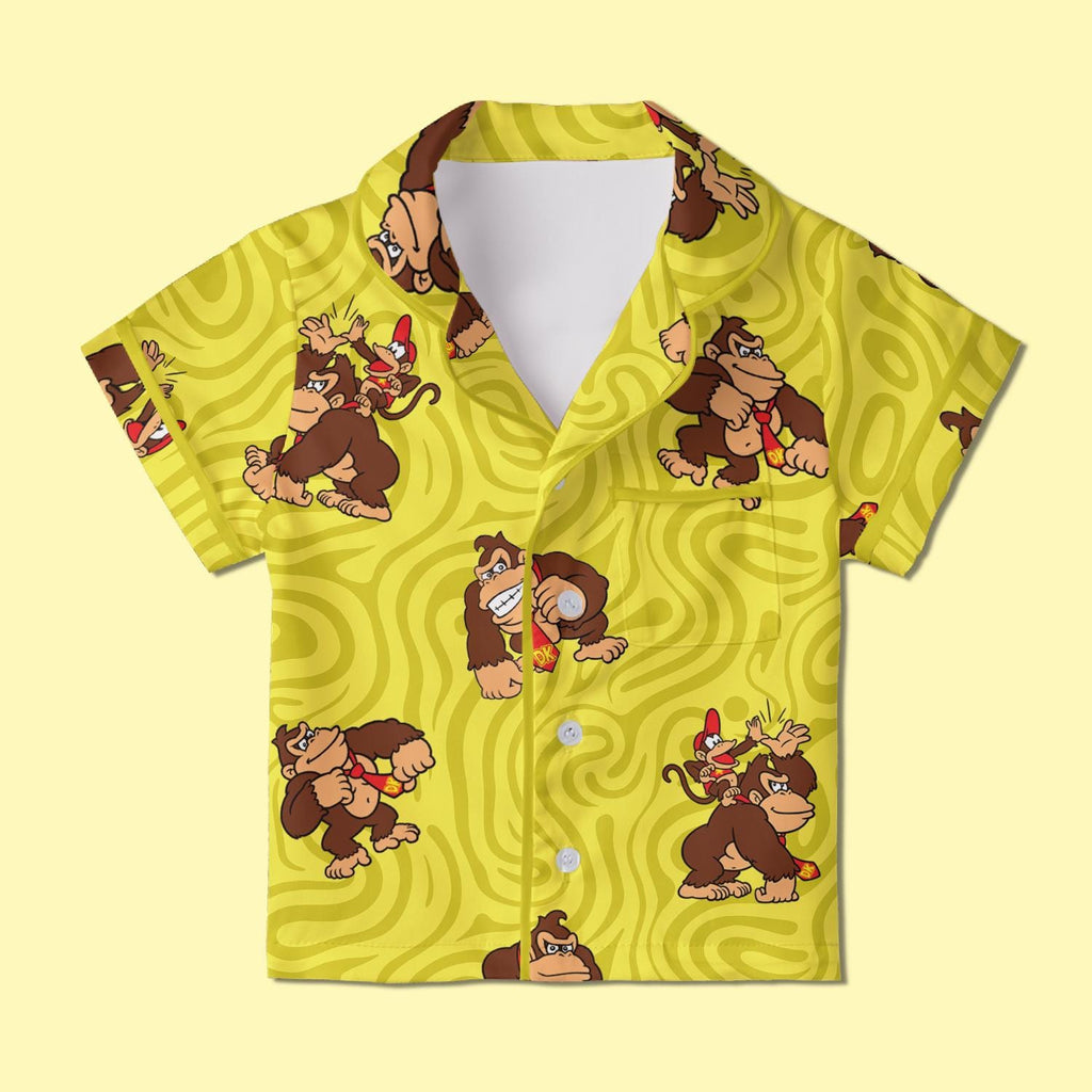 Donkey Kong Pajamas Satin, Super Mario World Pajamas, Super Nintendo World Vacation Pajamas For Kid, Birthday Gift, Kids Weekend Pajamas