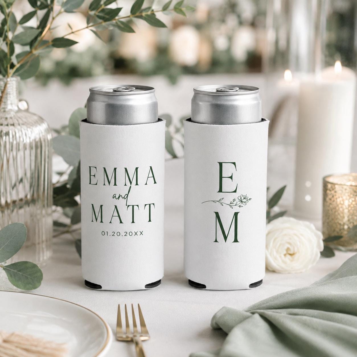 Custom Wedding Slim Can Coolers, Personalized Wedding Favors, Wedding Guest Gifts, Custom Slim Can Favors, Personalized Wedding Party